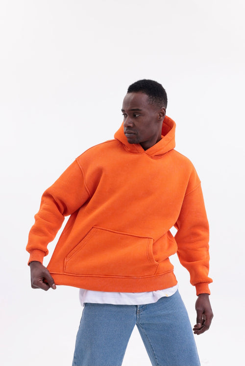 Yıkamalı Hoodie Turuncu